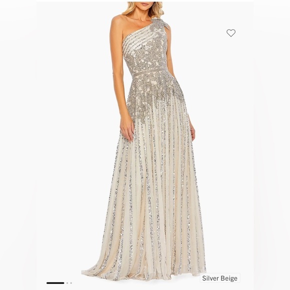 Mac Duggal Beaded One-Shoulder A-Line Gown size 2 NEW $798